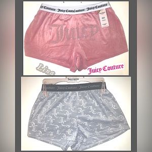 Juicy Couture Grey & Pink With Bling Y2k Style Booty Shorts Set Bundle